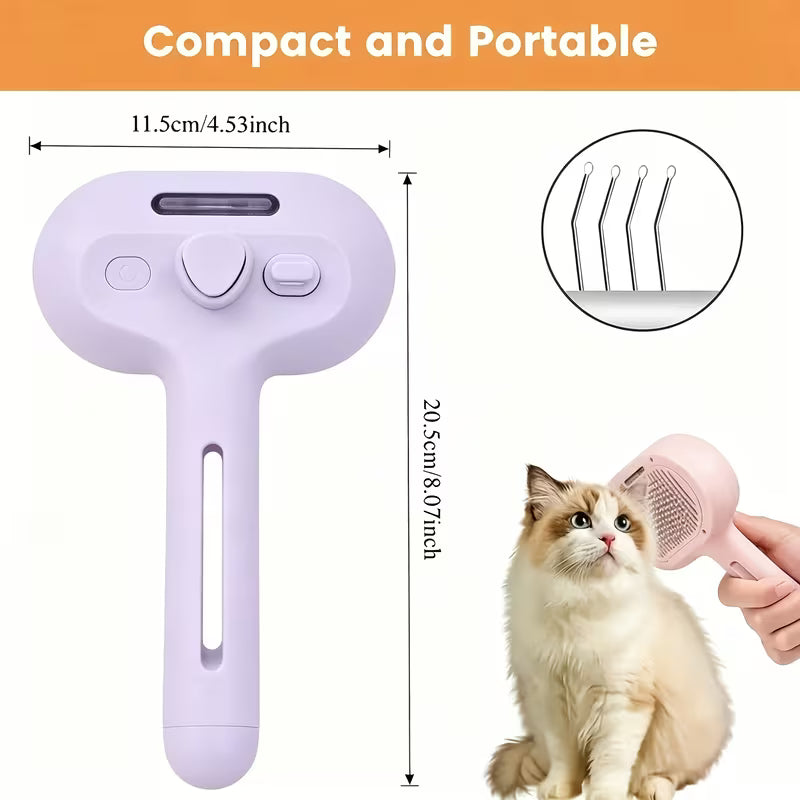 3-in-1 Automatic Pet Grooming Brush with Spray &amp; One-Click Hair Removal